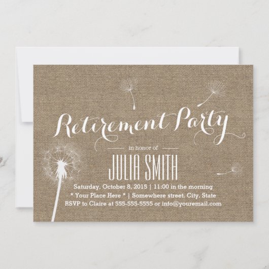 Rustic Burlap Dandelion Bgloing PARTIC Kaart (Voorkant)