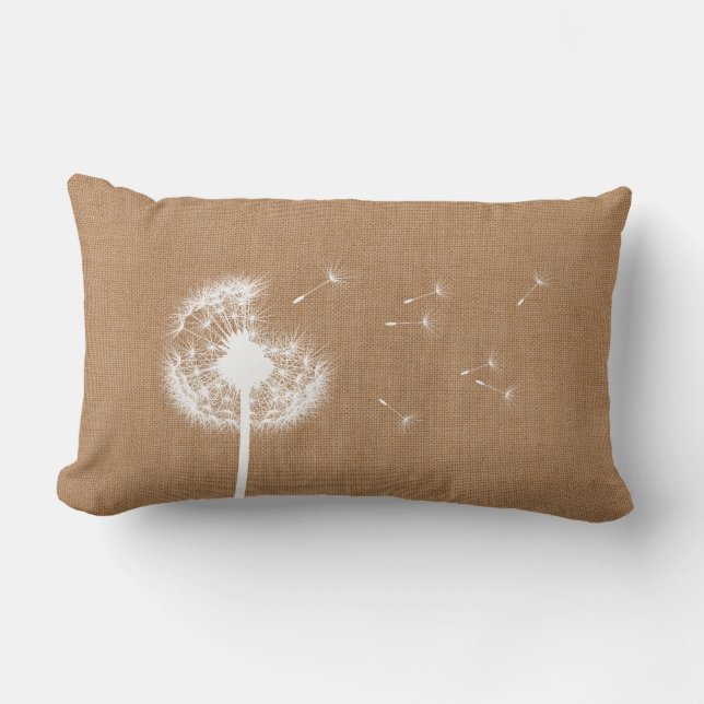 Rustic Burlap Dandelion Lumbar Pillow Kussen (Voorkant)