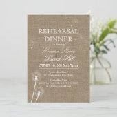 Rustic Burlap Dandelion repesal Dinner Kaart (Staand voorkant)