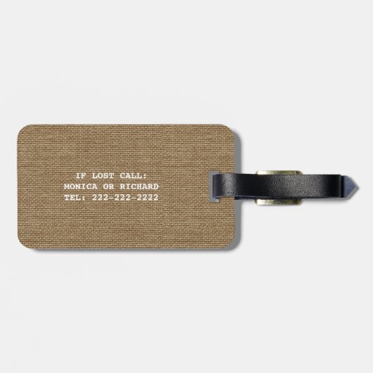 Rustic Burlap de heer en mevrouw Passen getrouwd C Bagagelabel (Achterkant horizontaal)