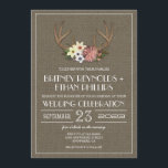 Rustic Burlap Deer Antler Wedding Invitations Kaart<br><div class="desc">Rustic Burlap Deer Antler Wedding Invitations - biedt een bruine burlap bedrukte achtergrond met een floral- en hertenantler-ontwerp bovenaan.</div>
