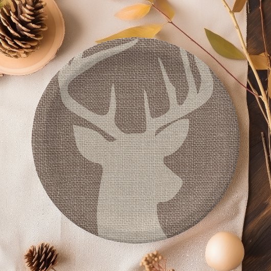 Rustic Burlap Deer Buck | Papieren Bordje