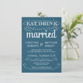 Rustic Burlap Denim Blue Wedding Invitations Kaart (Staand voorkant)
