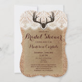 Rustic Burlap der Antlers Vrijgezellenfeest nodigt Kaart (Voorkant)