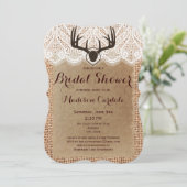 Rustic Burlap der Antlers Vrijgezellenfeest nodigt Kaart (Staand voorkant)