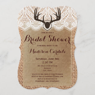 Rustic Burlap der Antlers Vrijgezellenfeest nodigt Kaart