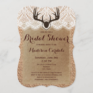 Rustic Burlap der Antlers Vrijgezellenfeest nodigt Kaart