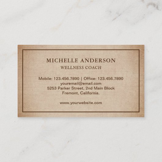  Rustic Burlap Dragonfly Visitekaartje (Achterkant)