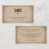 Rustic Burlap Dragonfly Visitekaartje (Voorkant / Achterkant)