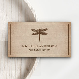  Rustic Burlap Dragonfly Visitekaartje
