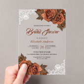 Rustic Burlap Dusty Terracotta Rose Bridal Shower Acryl Uitnodigingen (Insitu (Draagbaar))