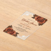 Rustic Burlap Dusty Terracotta Rose Bridal Shower Acryl Uitnodigingen (Laagn)