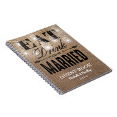 Rustic Burlap Eat Drink en huwelijkshuwelijk Notitieboek (Rechterzijde)