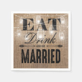 Rustic Burlap Eat Drink en huwelijkshuwelijk Servetten (Voorkant)