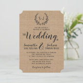 Rustic Burlap Elegant Black Typography Wedding Kaart (Staand voorkant)