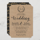 Rustic Burlap Elegant Black Typography Wedding Kaart (Voorkant / Achterkant)