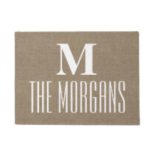 Rustic Burlap Elegant Chic Monogrammed Familie