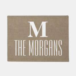 Rustic Burlap Elegant Chic Monogrammed Familie Deurmat