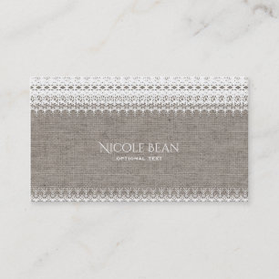 Rustic Burlap & Elegant Lace Chic Visitekaartje