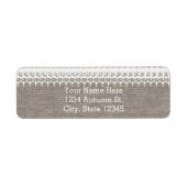 Rustic Burlap & Elegant Lace Wedding Invitation Etiket (Voorkant)