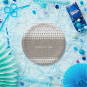 Rustic Burlap & Elegant Lace Wedding Papieren Bordje (Feest)