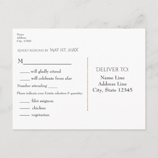 Rustic Burlap & Elegant Lace Wedding RSVP Uitnodiging Briefkaart (Achterkant)