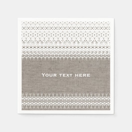 Rustic Burlap & Elegant Lace Wedding Servet (Voorkant)