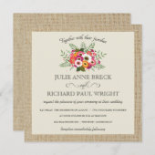 Rustic Burlap Elegant Wedding Invitations Kaart (Voorkant / Achterkant)