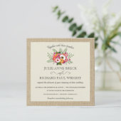 Rustic Burlap Elegant Wedding Invitations Kaart (Staand voorkant)