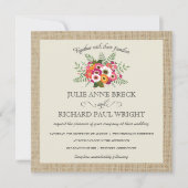 Rustic Burlap Elegant Wedding Invitations Kaart (Voorkant)