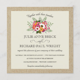 Rustic Burlap Elegant Wedding Invitations Kaart