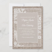 Rustic Burlap Elegant White Lace Wedding Kaart (Voorkant)