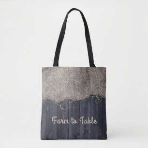 Rustic Burlap en Barn Wood met tekst Tote Bag