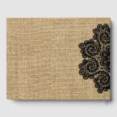 Rustic Burlap en Black Lace Custom Guest Book Gastenboek (Achterkant)