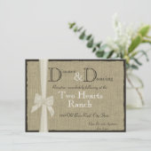 Rustic Burlap en Bow Reception Info Kaart (Staand voorkant)