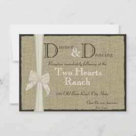 Rustic Burlap en Bow Reception Info Kaart
