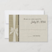 Rustic Burlap en Bow Rustic Country Reactie RSVP Kaartje (Voorkant)