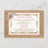Rustic Burlap en Flower Wedding Detail Card Informatiekaartje (Voorkant)