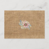 Rustic Burlap en Flower Wedding Detail Card Informatiekaartje (Achterkant)