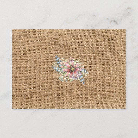 Rustic Burlap en Flower Wedding Detail Card Informatiekaartje (Achterkant)