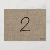 Rustic Burlap en Kaart  Lace Table Number (Achterkant)