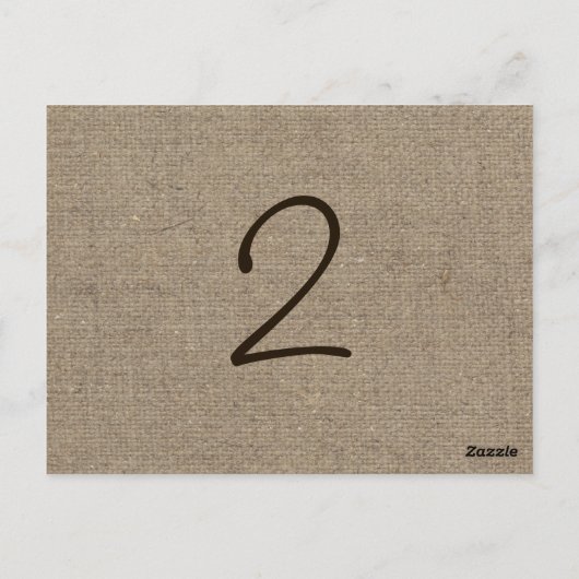 Rustic Burlap en Kaart  Lace Table Number (Achterkant)