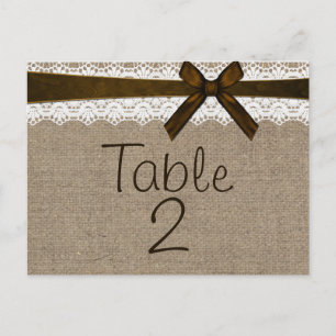 Rustic Burlap en Kaart Lace Table Number