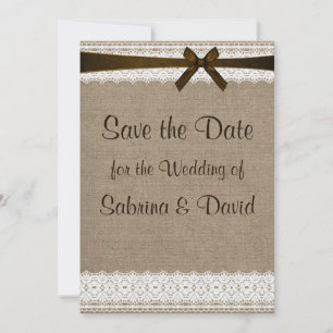 Rustic Burlap en kant opslaan Datum Save The Date