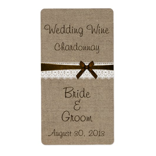 Rustic Burlap en  label voor weddenschappen (Voorkant)