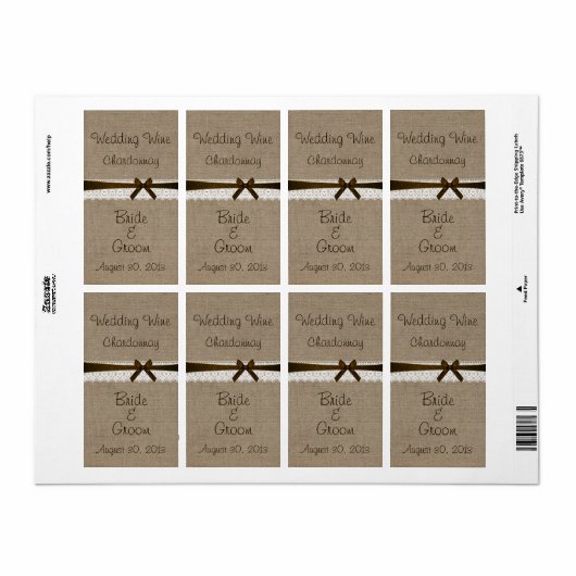 Rustic Burlap en  label voor weddenschappen (Full Sheet)