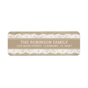 Rustic Burlap en Lace Etiket