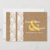 Rustic Burlap en Lace met Sunflower Wedding Kaart (Achterkant)