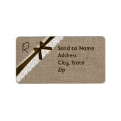 Rustic Burlap- en Lace-monogram - label (Voorkant)