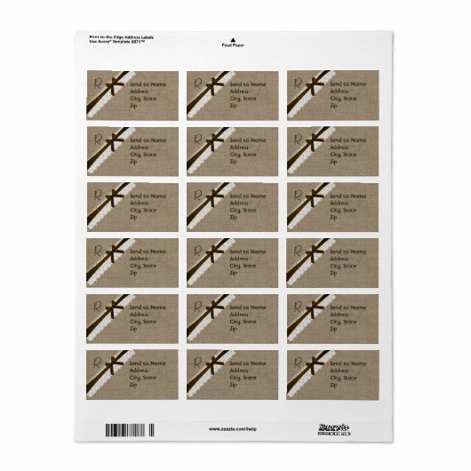 Rustic Burlap- en Lace-monogram - label (Full Sheet)